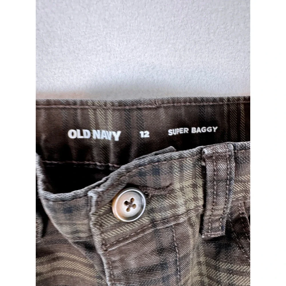 Old Navy Super Baggy Plaid Shorts Boys Size 12 Brown Cotton Casual